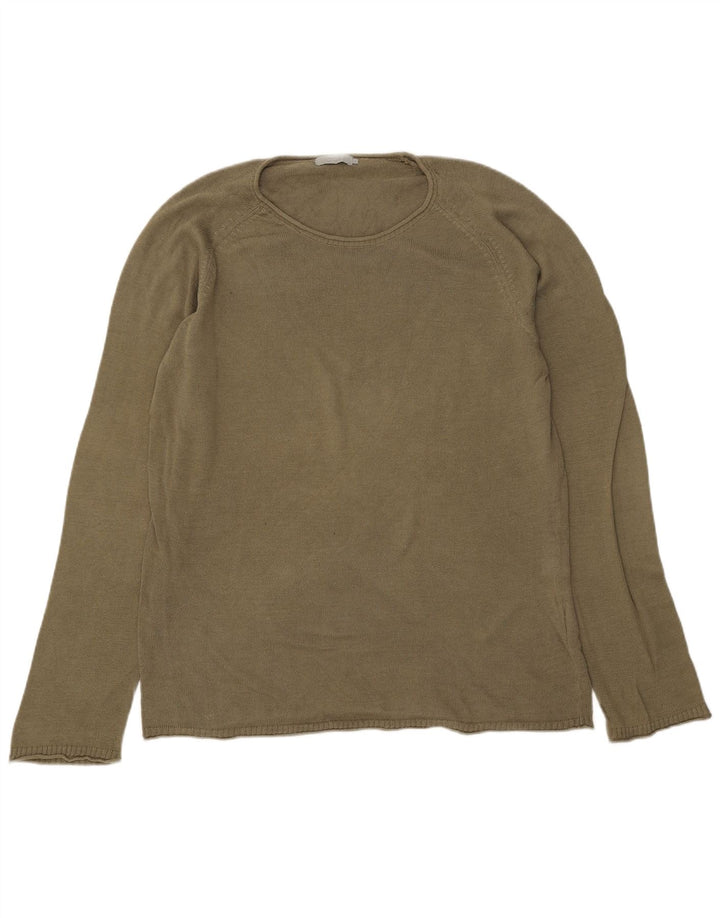 Ανδρικό πουλόβερ Cos Crew Neck Jumper Μεγάλο Χακί Βαμβακερό