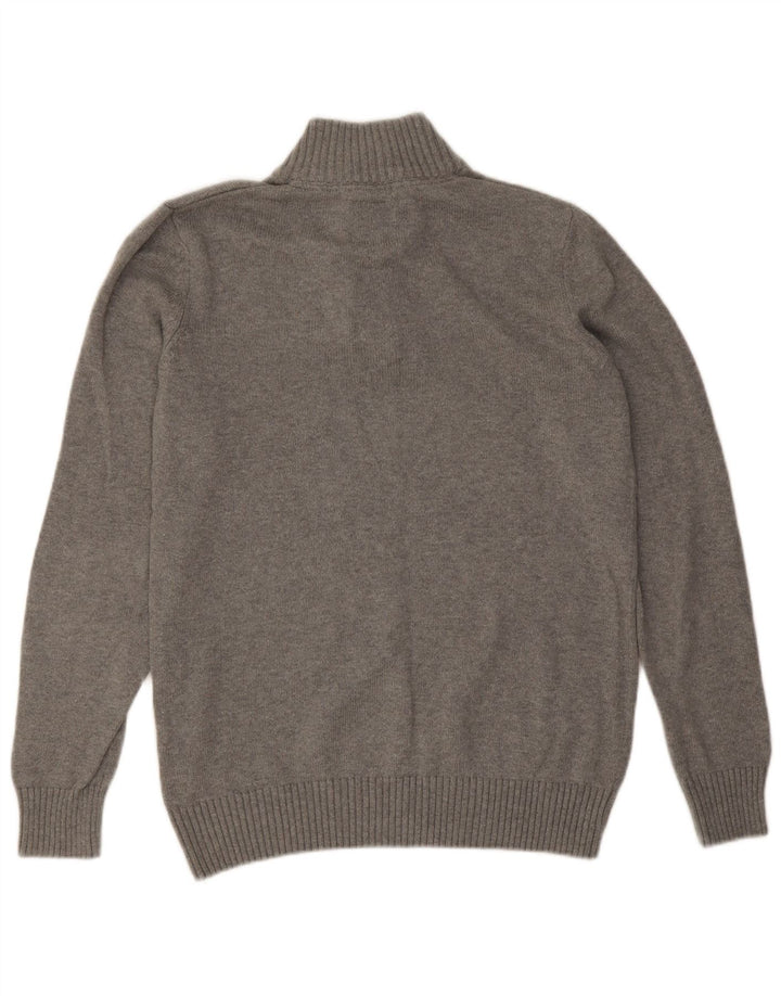 Crew Clothing Ανδρικό πουλόβερ με λαιμό με κουμπιά μεγάλο γκρι βαμβακερό