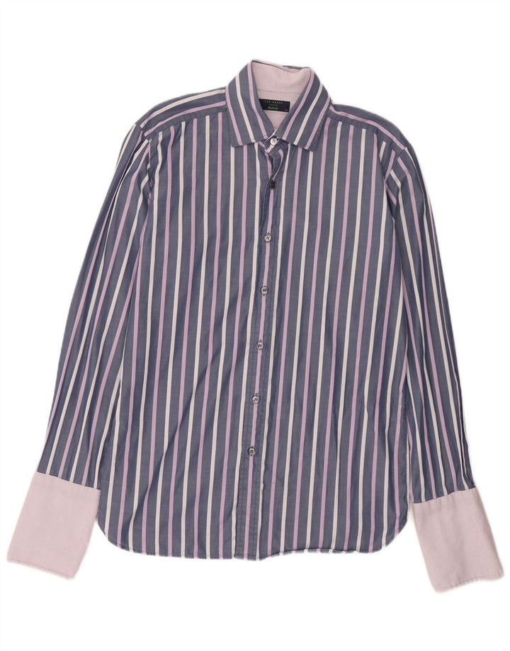 Ted Baker Ανδρικό επίσημο πουκάμισο 15 1/2 Βαμβακερό μεσαίο μωβ ρίγες