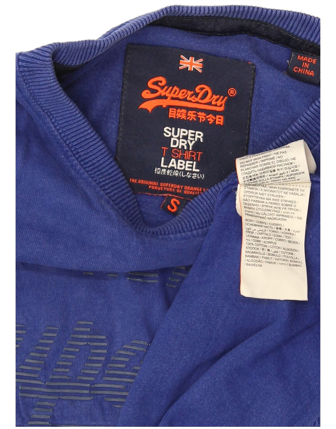 Superdry Ανδρικό γραφικό T-Shirt Top Μικρό Μπλε Βαμβακερό