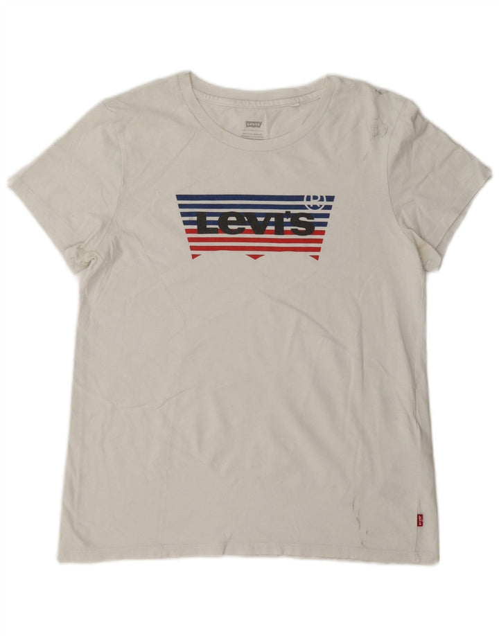 Γυναικείο γραφικό μπλουζάκι Levi's Top UK 14 μεσαίο λευκό βαμβακερό