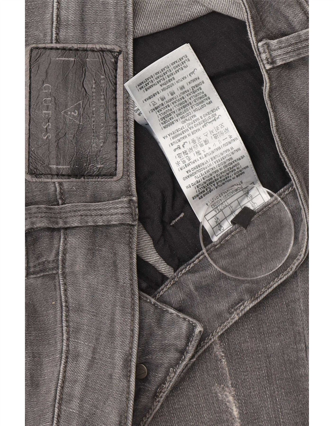 Guess Ανδρικό Ταλαιπωρημένο Slim Τζιν W31 L33 Γκρι Βαμβακερό