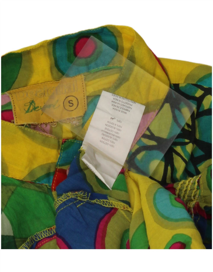 DESIGUAL γυναικεία μπλούζα τοπ UK 10 μικρά πολύχρωμα γεωμετρικά βαμβακερά