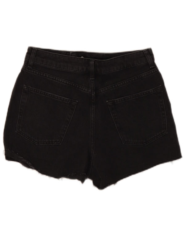 Topshop Γυναικείο Mom Distressed τζιν σορτς UK 10 Small W28 μαύρο βαμβακερό