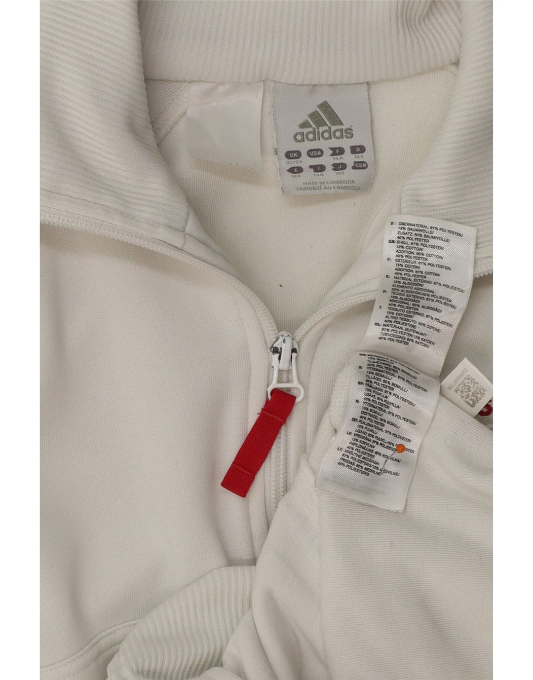 Κορίτσια αθλητική φόρμα ADIDAS Top Jacket 13-14 ετών Λευκό βαμβακερό