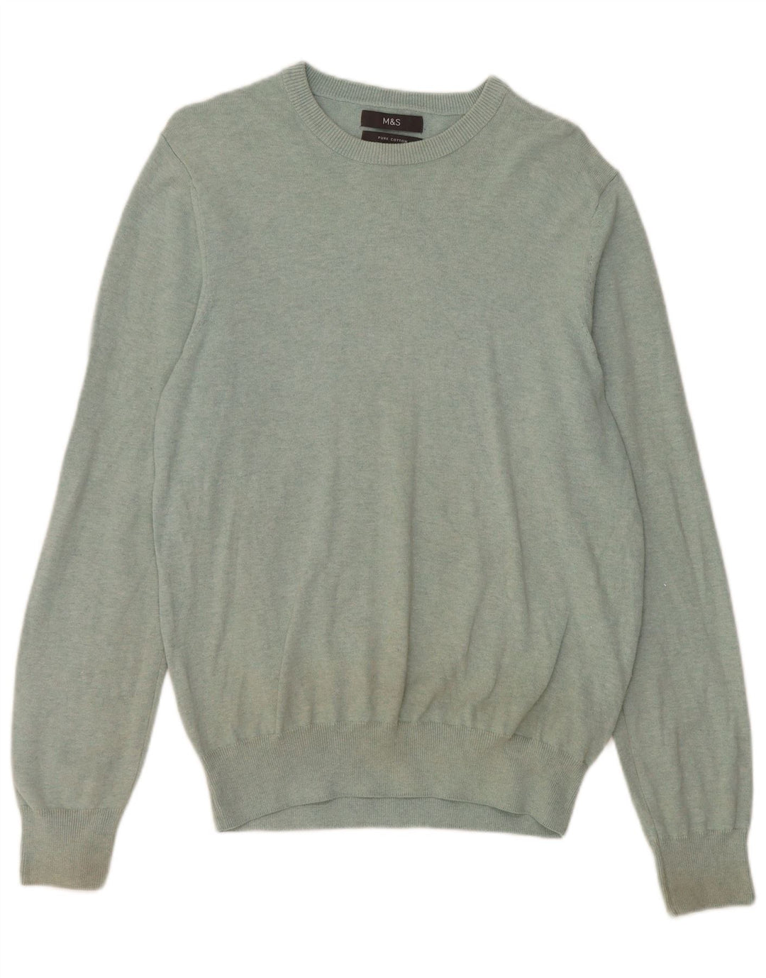 Ανδρικό πουλόβερ Marks & Spencer Boat Neck Jumper Μεσαίο πράσινο βαμβακερό