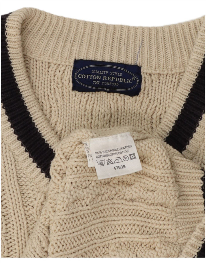 Cotton Republic Ανδρικό πουλόβερ με λαιμόκοψη V-λαιμόκοψη Μεσαίο σε λευκό βαμβακερό