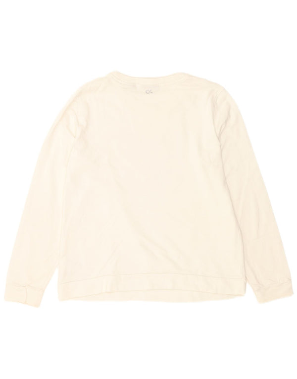 Γυναικείο γραφικό φούτερ Calvin Klein Jumper UK 16 μεγάλο λευκό βαμβακερό