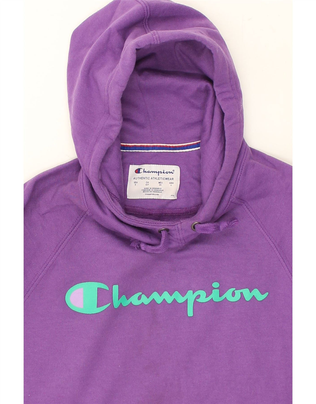 CHAMPION Womens Graphic Hoodie Jumper UK 10 Small Purple Cotton | Vintage Champion | Thrift | Second-Hand Champion | Used Clothing | Messina Hembry 