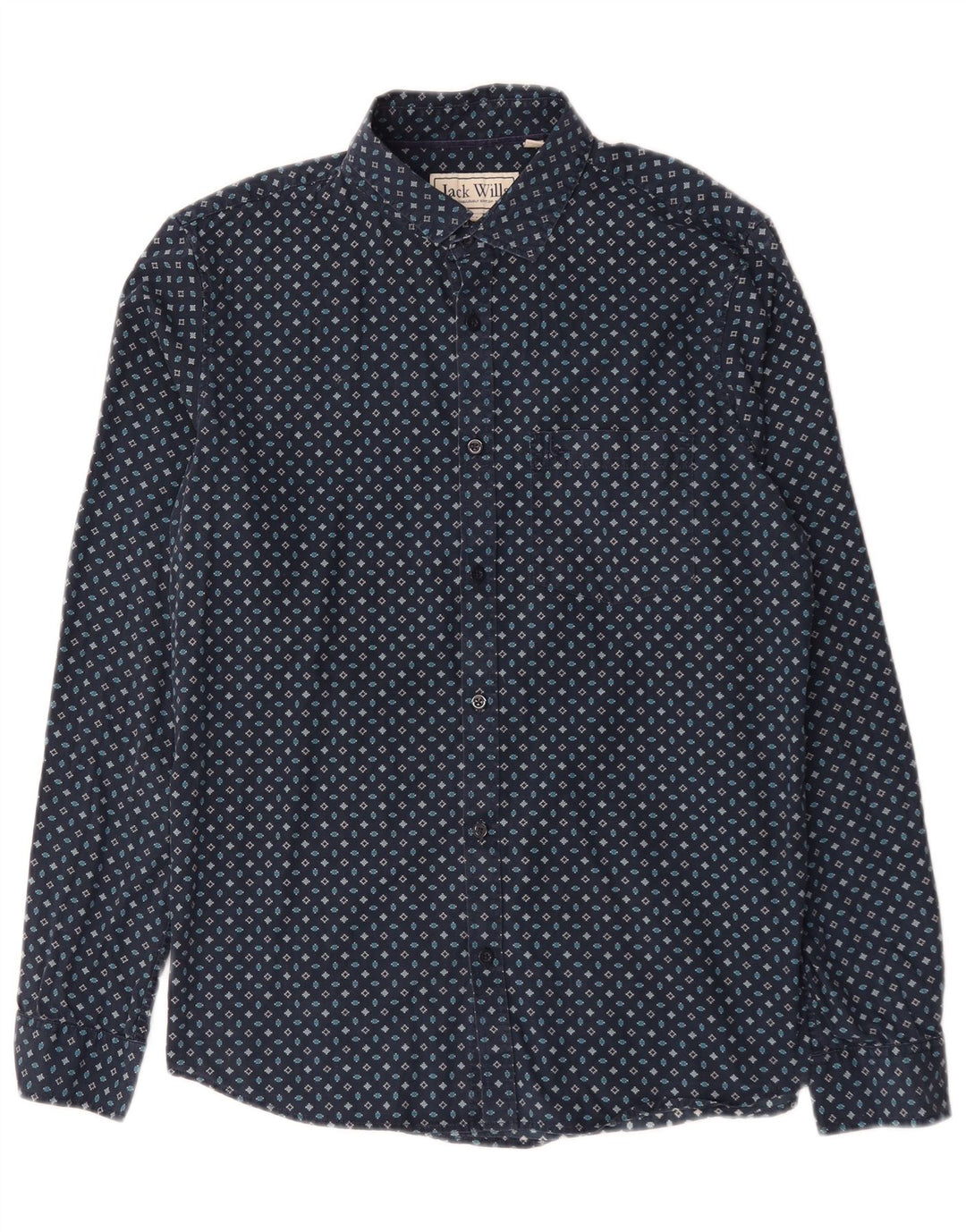 Jack Wills Ανδρικό πουκάμισο Classic Fit Medium Navy Blue γεωμετρικό βαμβακερό