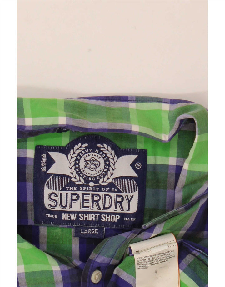 Ανδρικό πουκάμισο Superdry Large Green Check Cotton