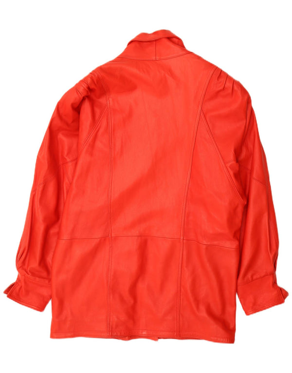 Vintage Γυναικείο Oversized Δερμάτινο Παλτό UK 18 XL Κόκκινο