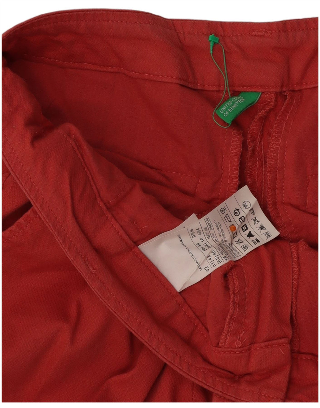 BENETTON Γυναικείο ίσιο κομμένο παντελόνι UK 10 Small W31 L25 κόκκινο βαμβακερό