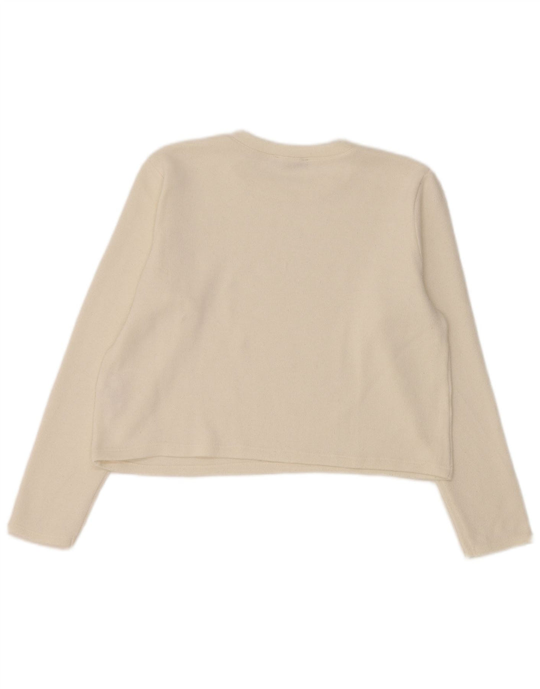 Zara Γυναικείο Crop Top Μακρυμάνικο UK 14 Μεσαίο Λευκό Πολυεστέρας