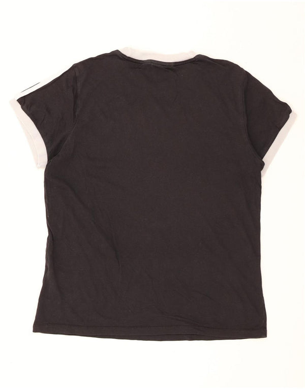 Adidas Γυναικείο T-Shirt Top UK 12 Μεσαίο μαύρο βαμβακερό
