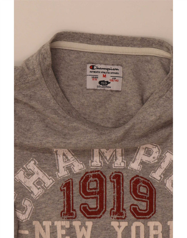 Champion Boys Graphic T-shirt Top 9-10 Years Medium Grey Flecked