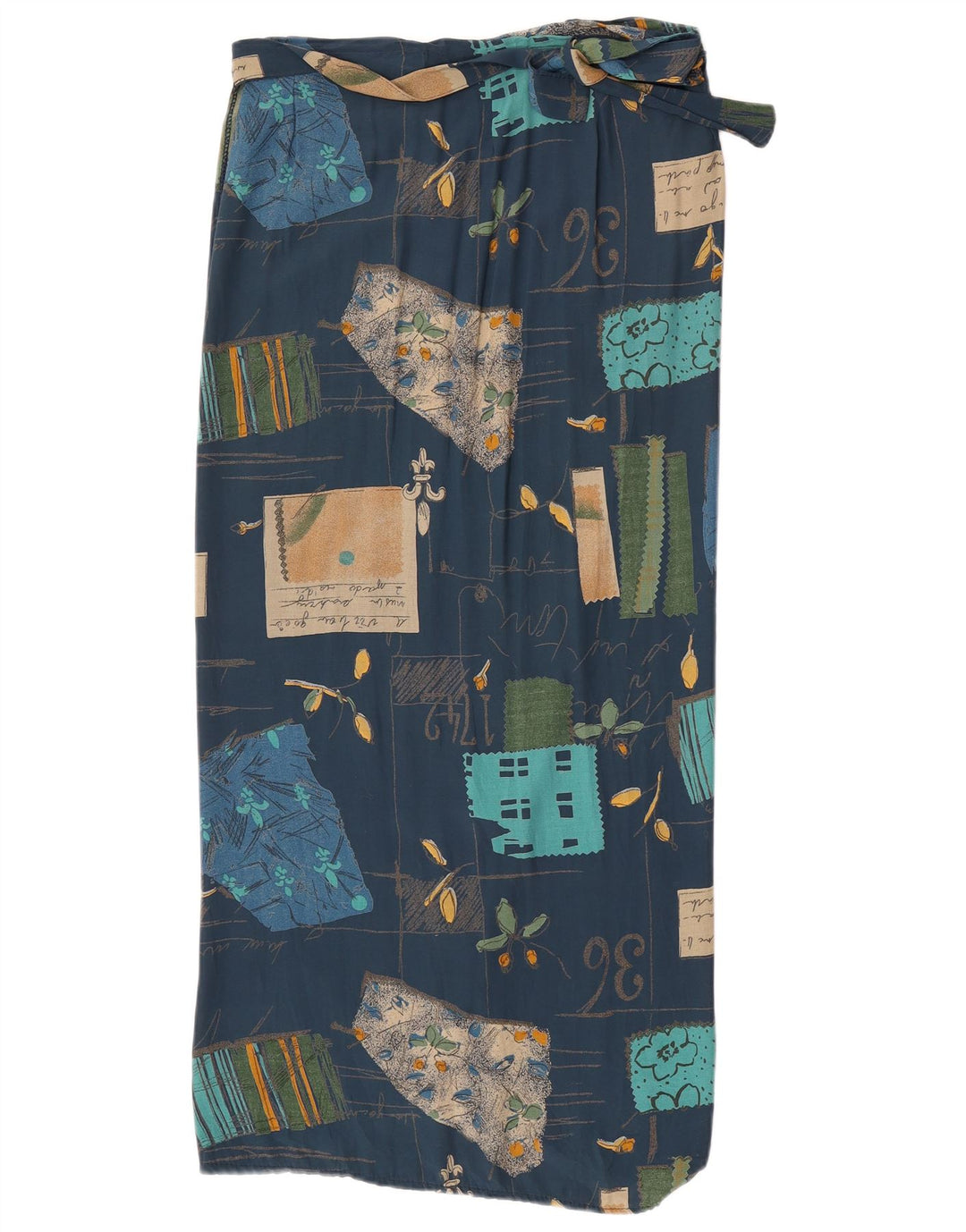 Vintage Γυναικεία Wrap Φούστα W30 Medium Navy Blue Patchwork
