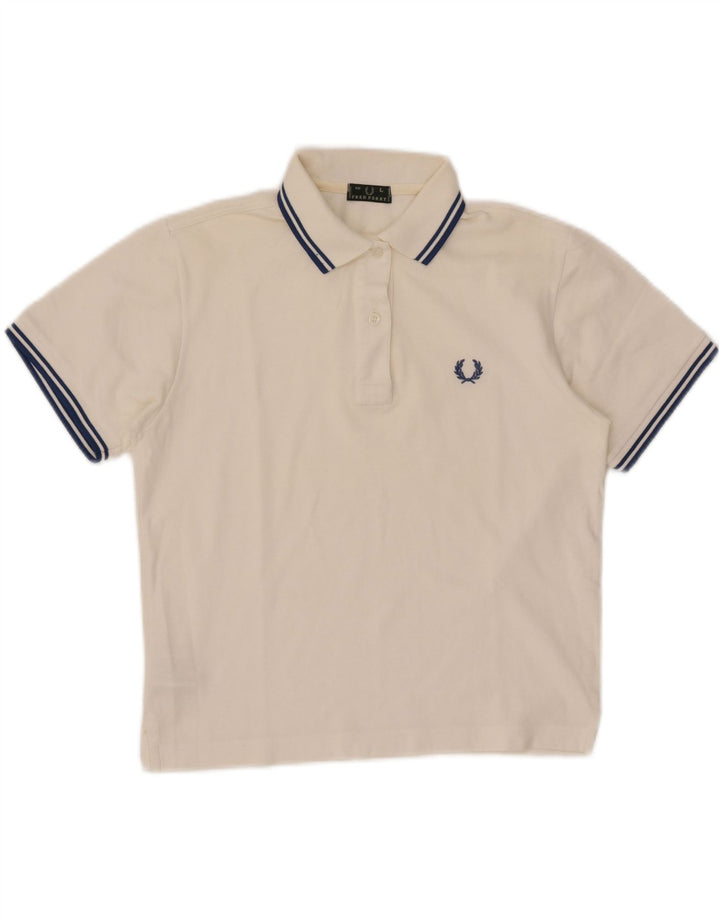 FRED PERRY Girls Polo πουκάμισο 11-12 ετών Μεγάλο λευκό βαμβακερό