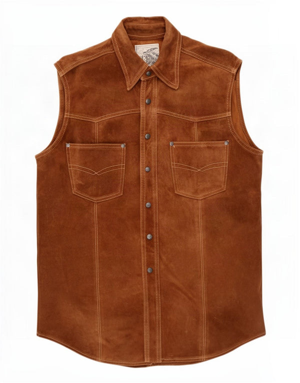 Vintage Ανδρικό Suede Gilet UK 36 Small Brown