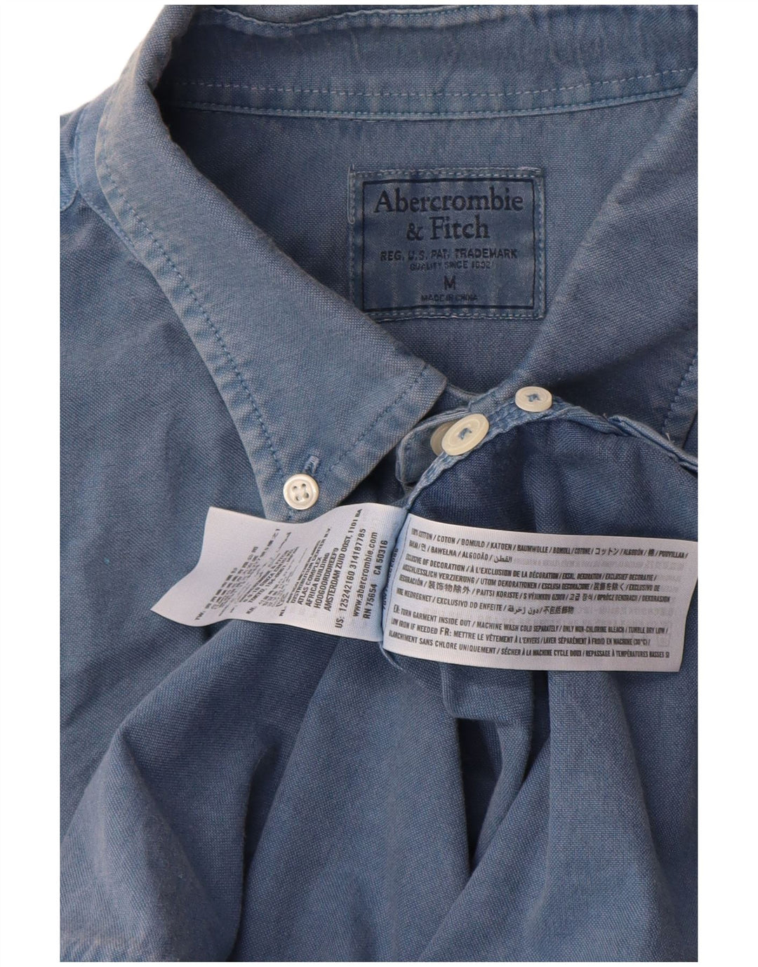 Ανδρικό πουκάμισο Abercrombie & Fitch από μεσαίο μπλε βαμβακερό