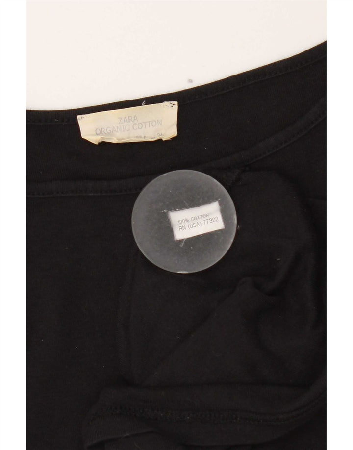 Zara Γυναικείο τοπ 3/4 μανίκι UK 8 μικρό μαύρο βαμβακερό