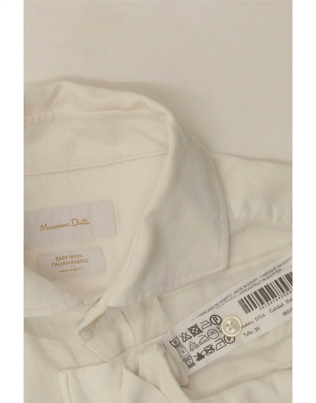 Ανδρικό πουκάμισο Massimo Dutti Μέγεθος 39 Μεσαίο Λευκό Βαμβακερό