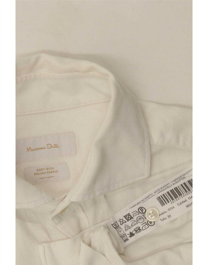 Ανδρικό πουκάμισο Massimo Dutti Μέγεθος 39 Μεσαίο Λευκό Βαμβακερό