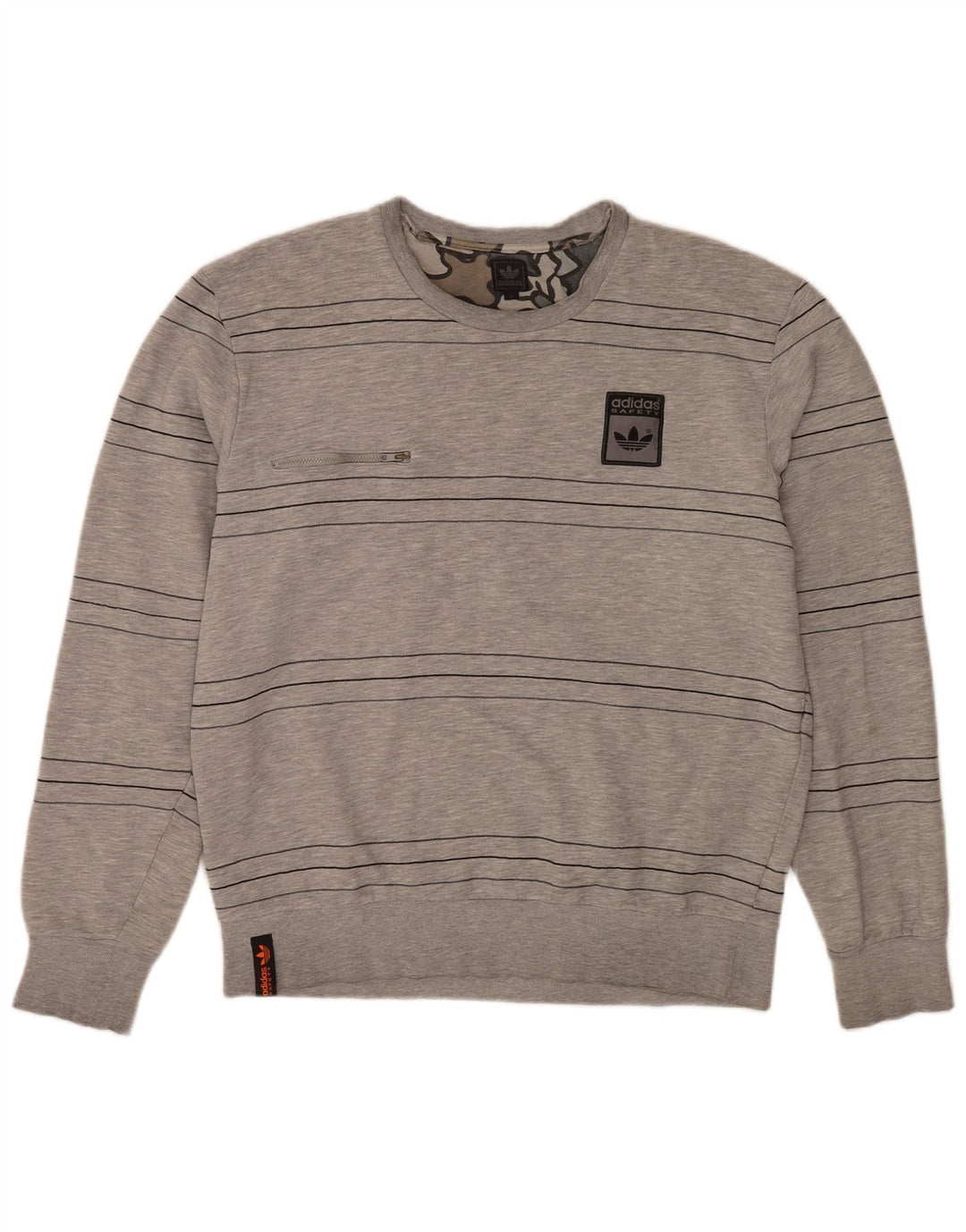 Ανδρικό φούτερ Adidas Jumper Μεγάλο γκρι βαμβακερό ριγέ