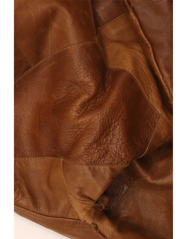 Vintage Ανδρικό Δερμάτινο Μπουφάν UK 42 XL Καφέ Δερμάτινο Patchwork