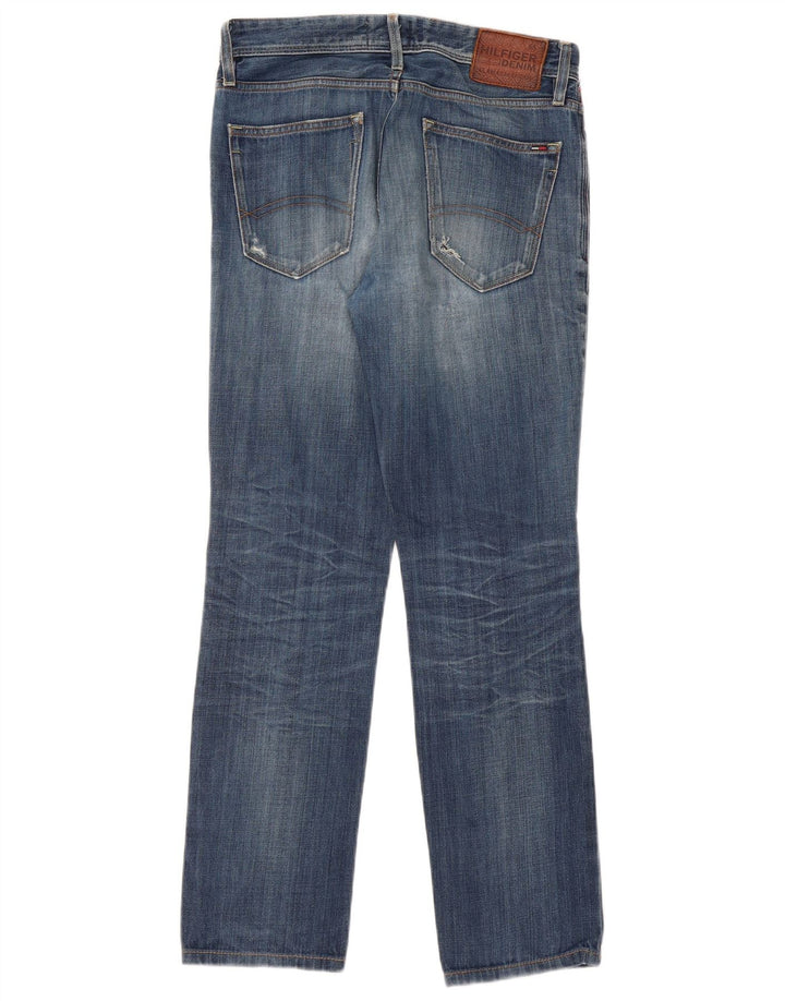 TOMMY HILFIGER Ανδρικό τζιν ίσιο ταλαιπωρημένο W30 L32 Μπλε βαμβακερό