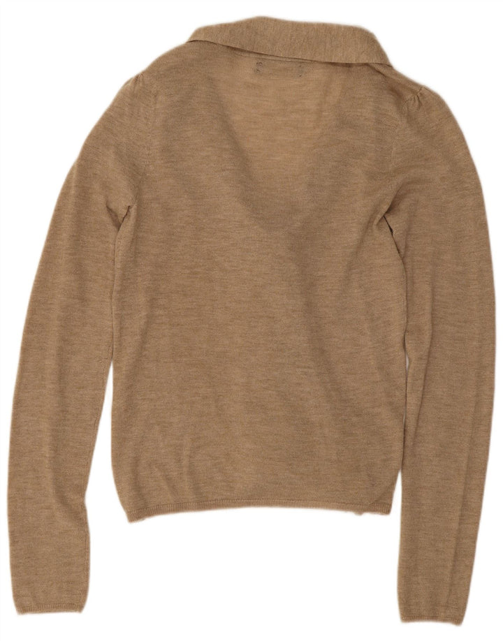 Zara γυναικεία γραβάτα μπροστά μακρυμάνικο UK 10 Small Beige