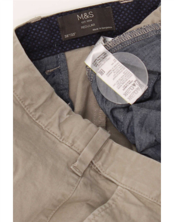 Marks & Spencer Ανδρικό παντελόνι Chino Regular W38 L33 Γκρι βαμβακερό