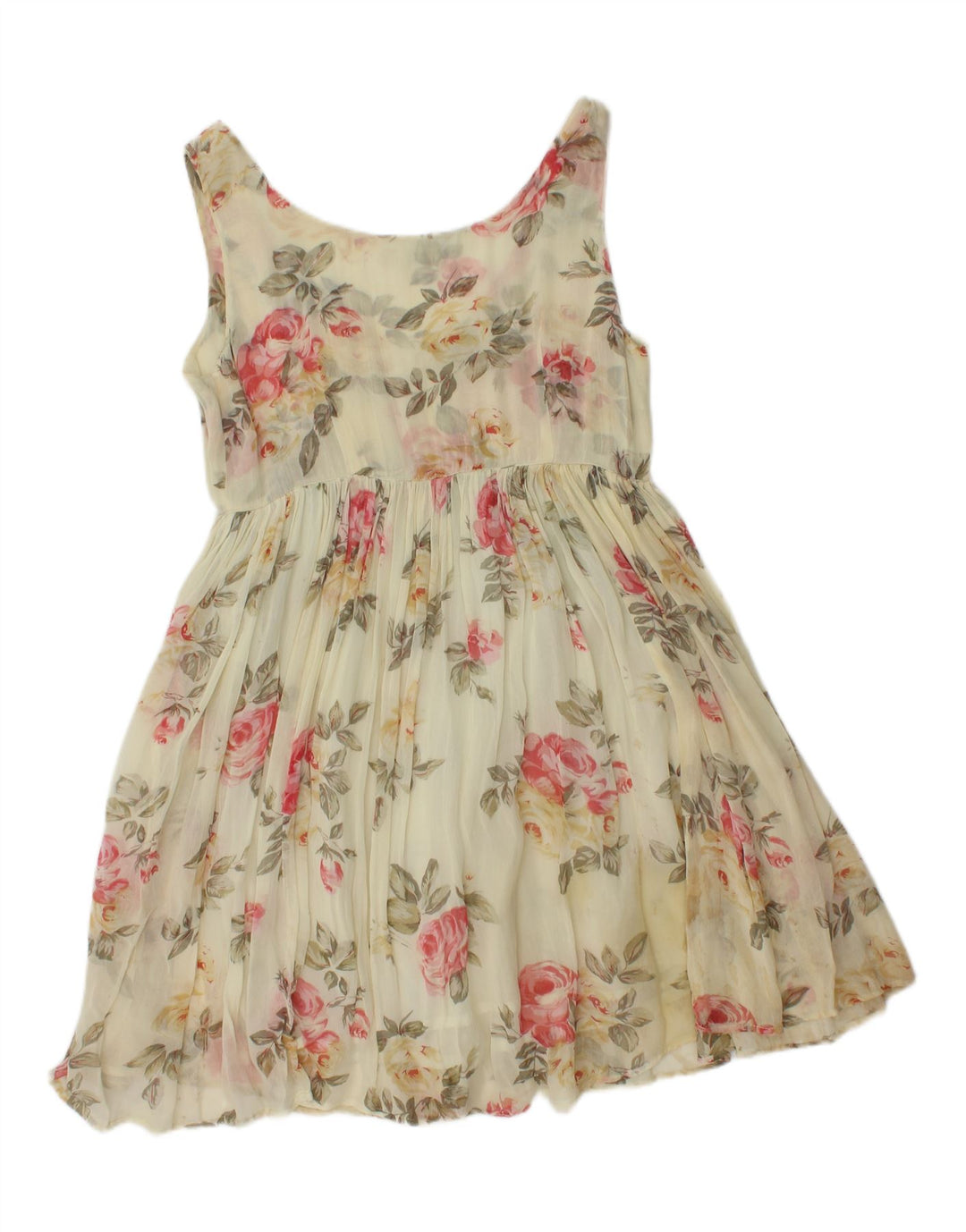 Onyx Γυναικείο Αμάνικο Φόρεμα A-Line UK 12 Medium Off White Floral