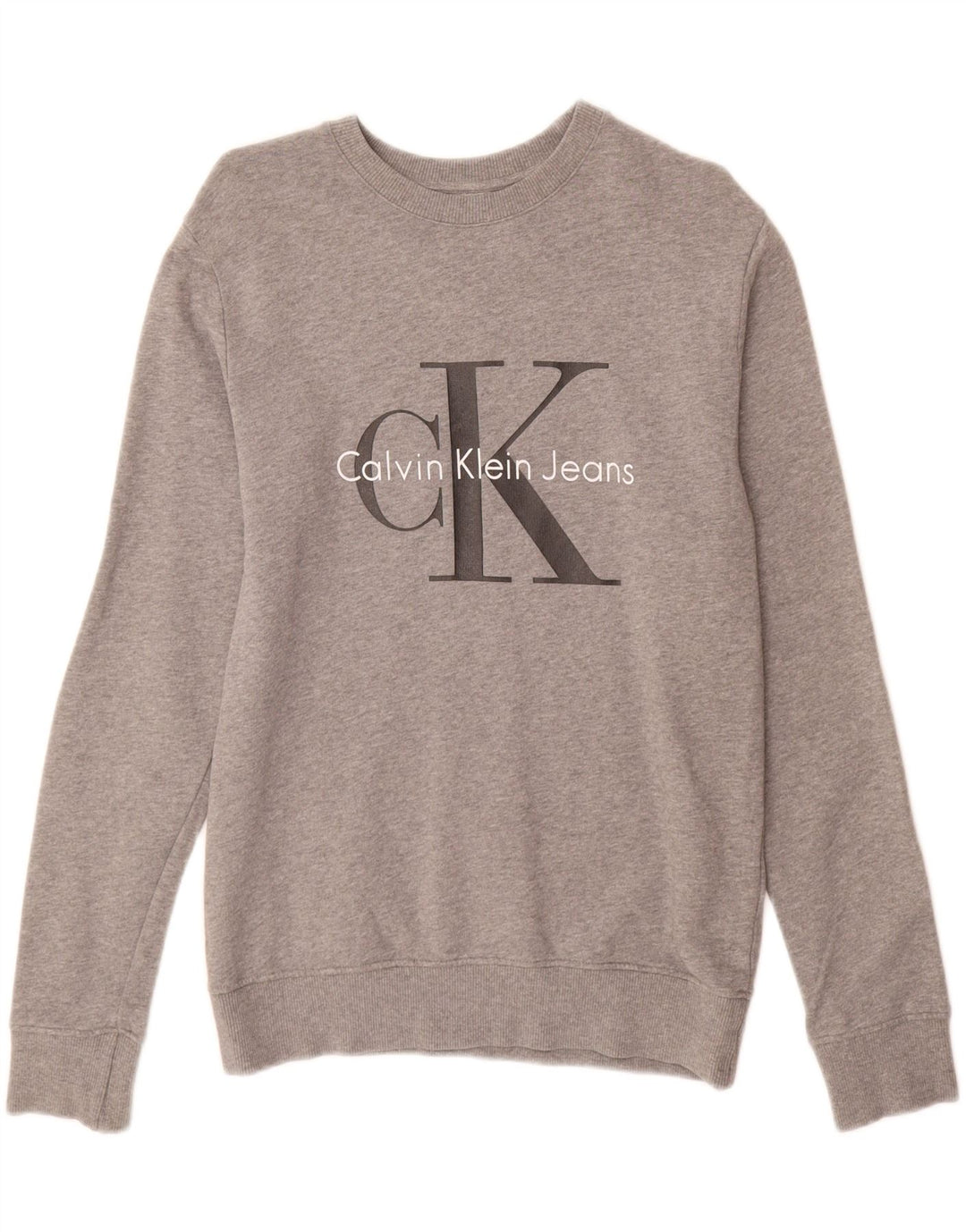CALVIN KLEIN JEANS Ανδρικό γραφικό φούτερ Jumper XS Γκρι βαμβακερό