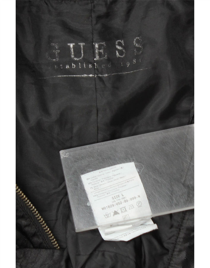 GUESS Γυναικείο Crop Utility Jacket UK 14 Large Μαύρο Βαμβακερό
