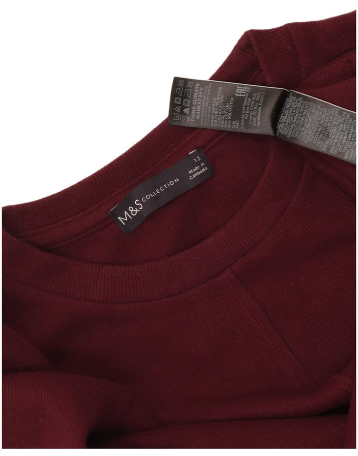 Marks & Spencer Γυναικείο τοπ μακρυμάνικο UK 12 μεσαίο βαμβακερό μπορντό