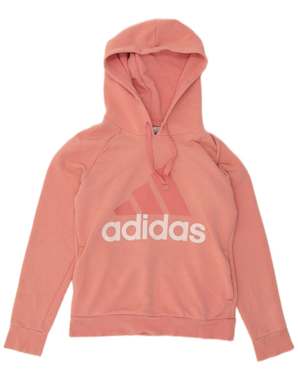 Adidas Γυναικείο Γραφικό Hoodie Jumper UK 8/10 Μικρό ροζ βαμβακερό