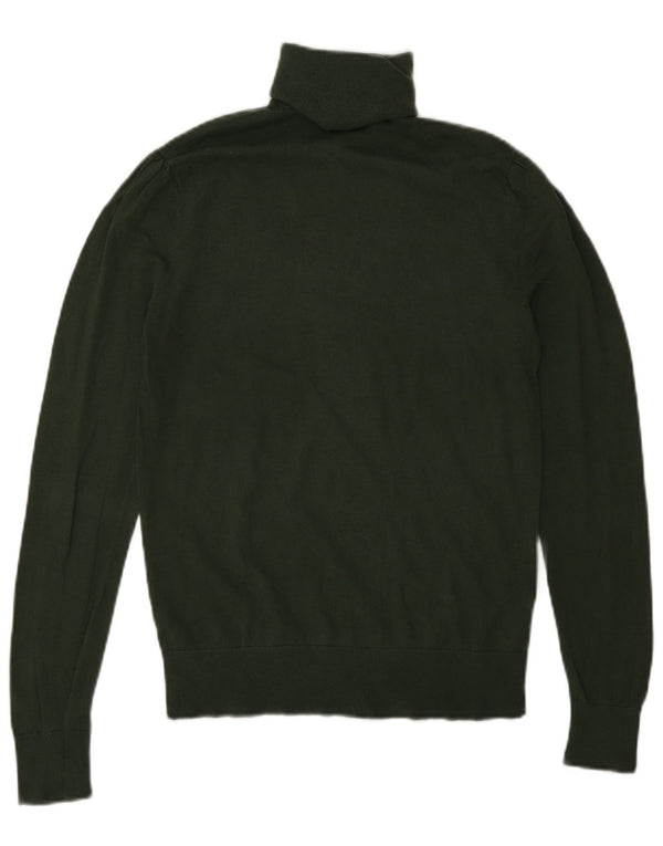 Massimo Dutti Γυναικείο πουλόβερ με ρολό λαιμόκοψη UK 12 Μεσαίο πράσινο μετάξι