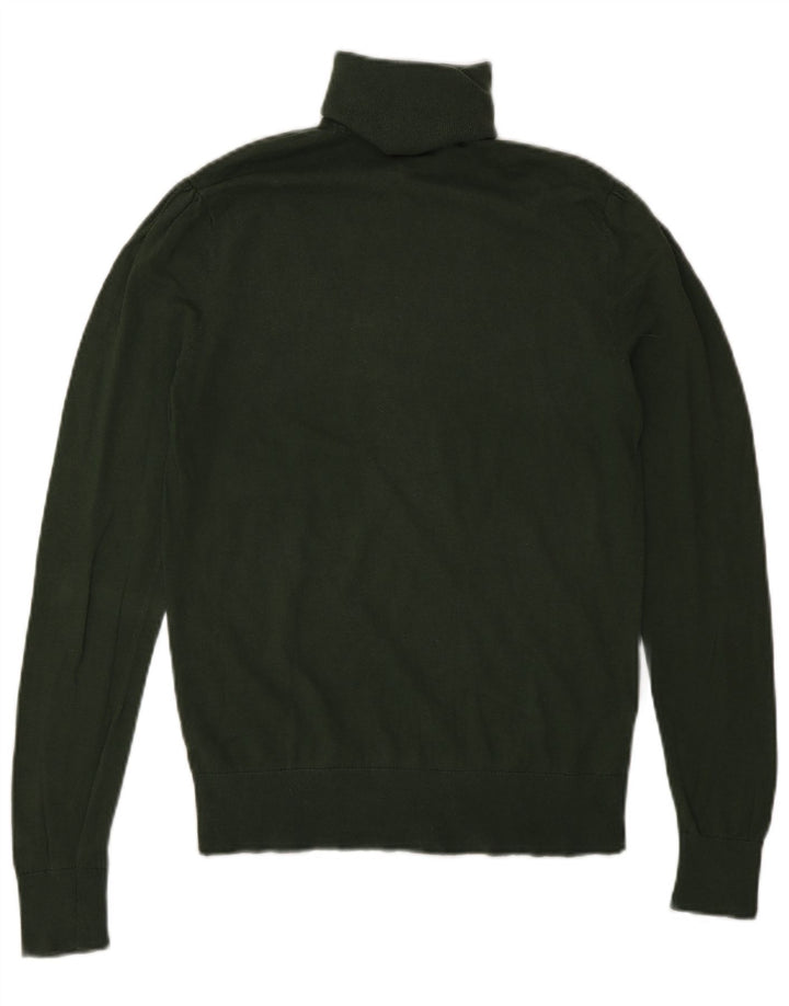 Massimo Dutti Γυναικείο πουλόβερ με ρολό λαιμόκοψη UK 12 Μεσαίο πράσινο μετάξι
