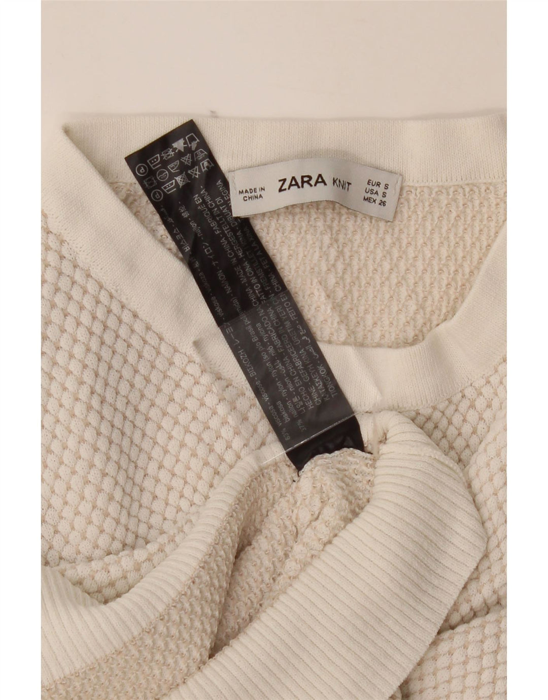 ZARA Womens Crop Blouse Top UK 8 Small Off White Viscose Vintage Zara and Second-Hand Zara from Messina Hembry 