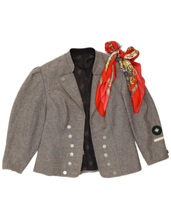 Vintage γυναικείο σακάκι σακάκι 3/4 μανίκι Trachten UK 14 Medium Grey