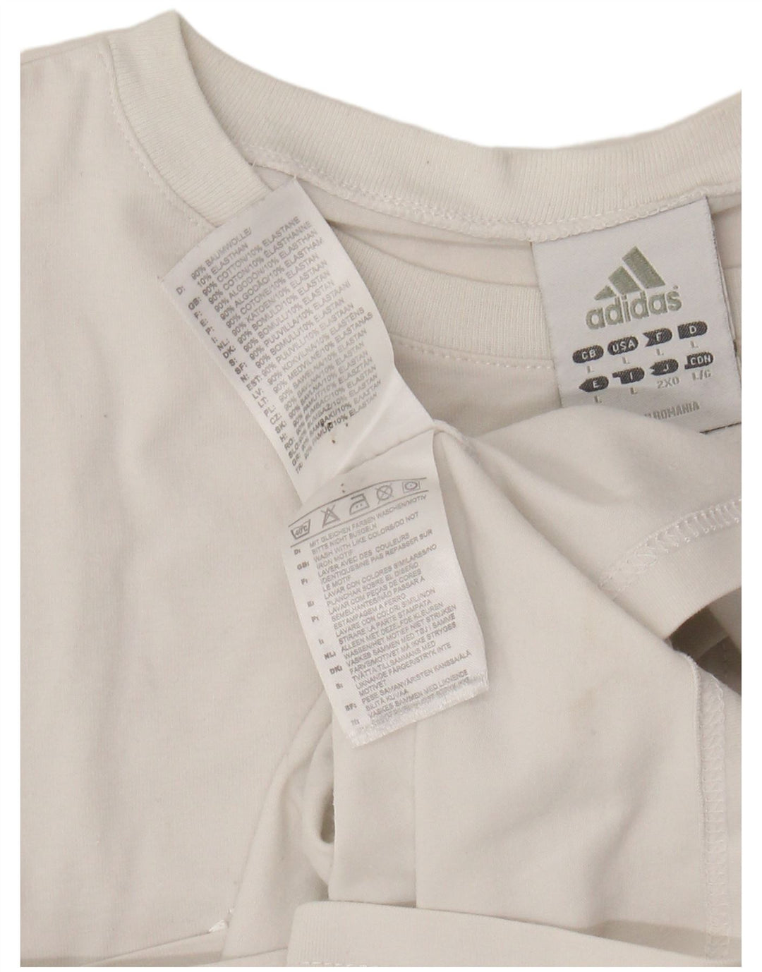 ADIDAS Γυναικείο T-Shirt Top UK 14 Large Off White βαμβακερό