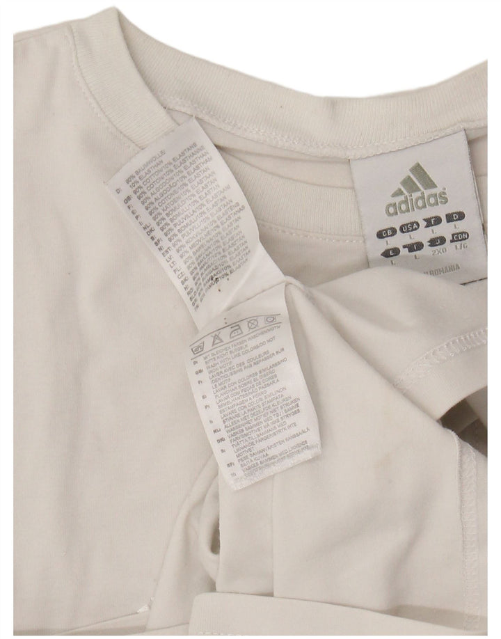 ADIDAS Γυναικείο T-Shirt Top UK 14 Large Off White βαμβακερό
