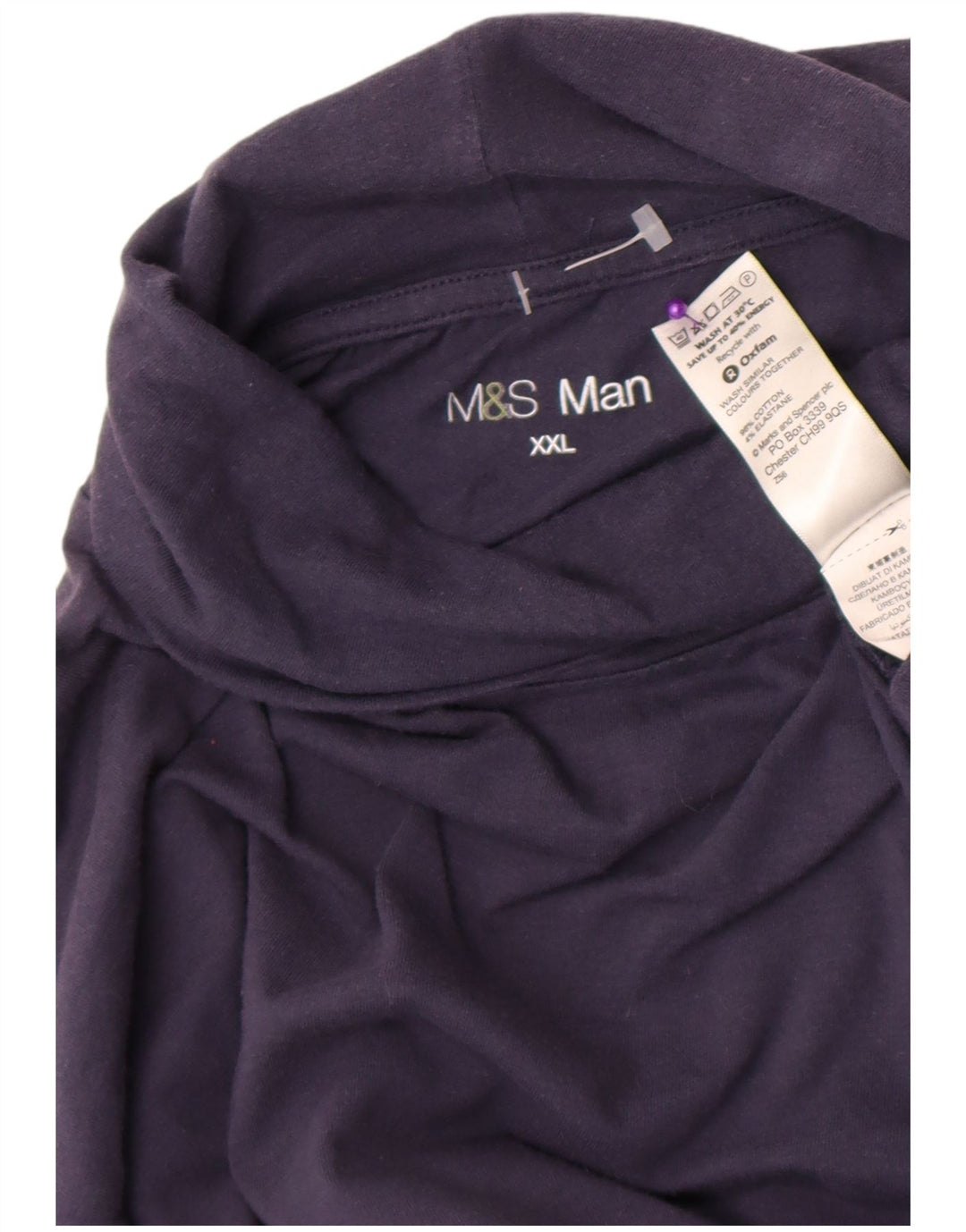Marks & Spencer Ανδρικό τοπ μακρυμάνικο 2XL Navy Blue Cotton