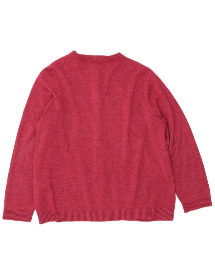 CASTLE OF IRELAND Γυναικείο πουλόβερ ζακέτα UK 16 μεγάλο ροζ μαλλί