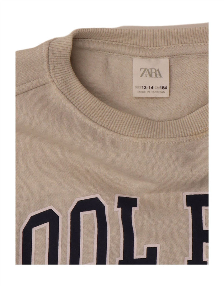 Zara Girls Crop Graphic Φούτερ Jumper 13-14 ετών Λευκό