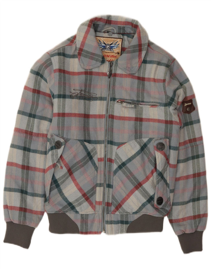 Ανδρικό μπουφάν Iguana Bomber UK 34 XS Γκρι καρό μαλλί