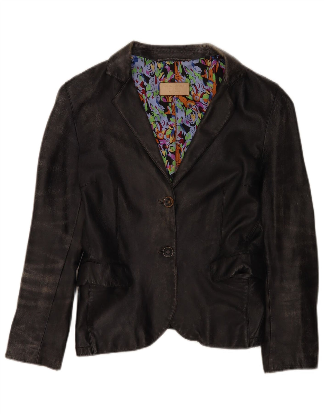 Santacroce Γυναικείο Δερμάτινο Μπουφάν UK 10 Small Black με 2 κουμπιά