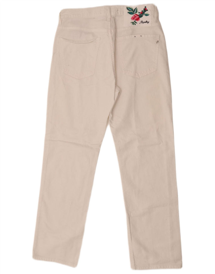 Replay Γυναικείο ίσιο τζιν W28 L29 Λευκό βαμβακερό