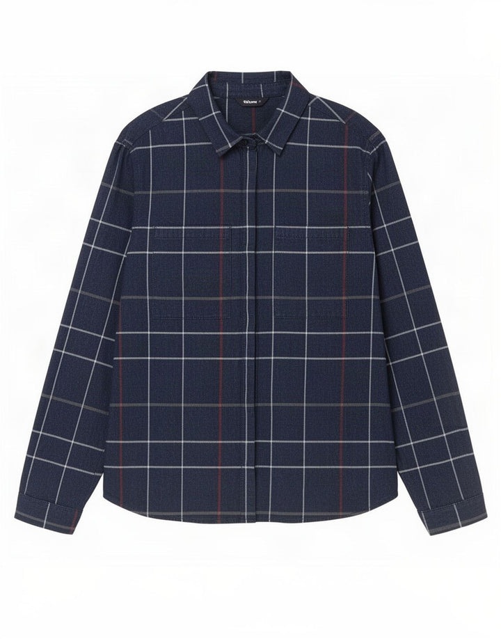 Rohan γυναικείο πουκάμισο UK 10 Small Navy Blue καρό πολυεστέρα